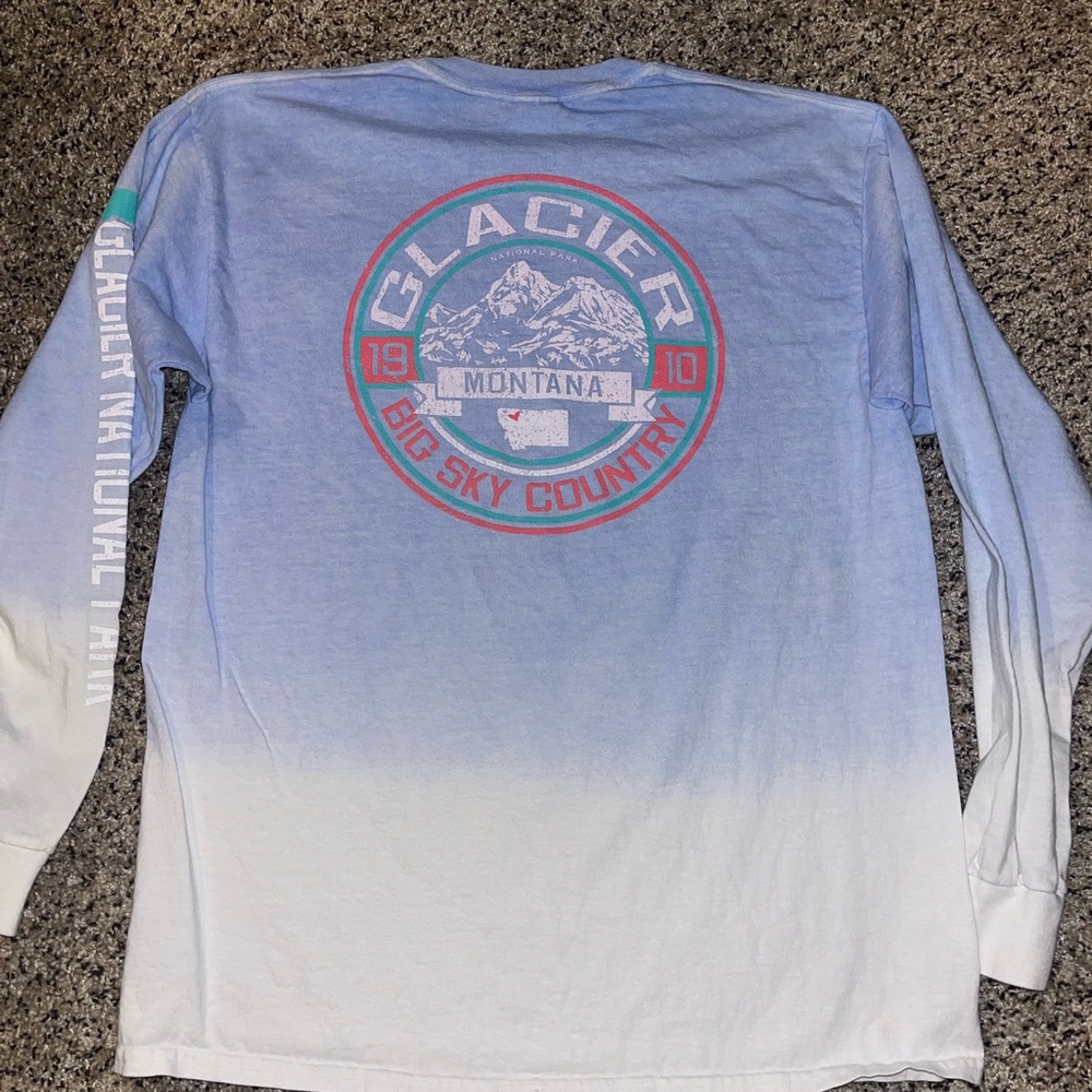 Glacier National Park Blue Gradient Long Sleeve Shirt